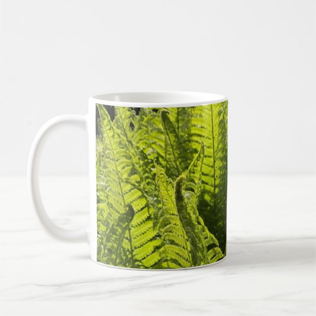 “Green ferns and curling fronds”  Coffee Mug (Left)