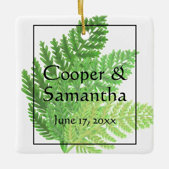 Green Ferns forest botanical  Ceramic Ornament (Front)