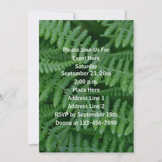 Green Ferns Nature Party Invitation (Front)