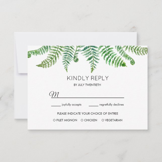 Green ferns response card (Front)