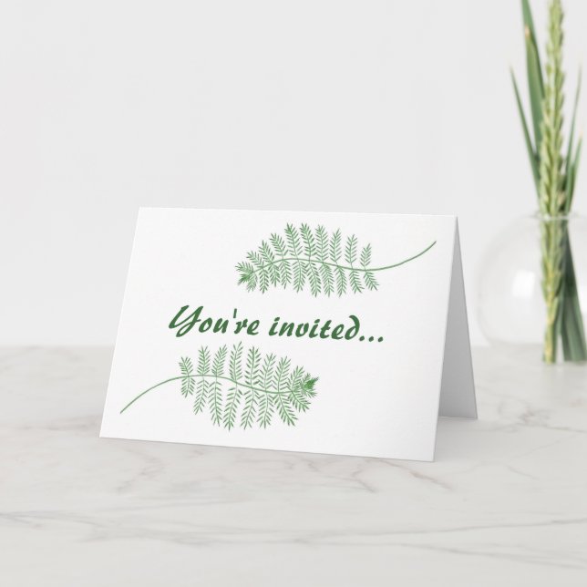Green Ferns Wedding invitations Cards, template (Front)
