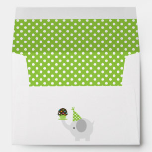 Green Festive Birthday Elephant Envelopes
