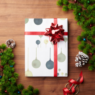 Green Festive Christmas Hanging Ornaments Modern Wrapping Paper