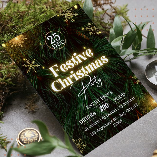 Green Festive Christmas Party Poster  Enclosure Card (Creator Uploaded)