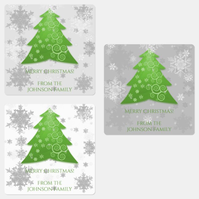 Green Festive Christmas Tree Baking Label (Group)