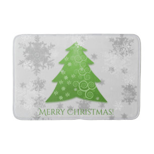 Green Festive Christmas Tree Bath Mat