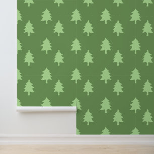 Green Festive Christmas Tree Peel and Stick Wallpaper