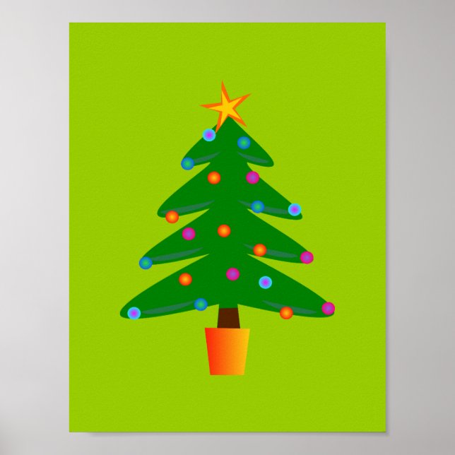 Green Festive Christmas Tree Poster (Front)