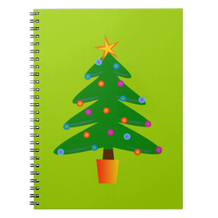 Green Festive Christmas Tree Spiral Notebook