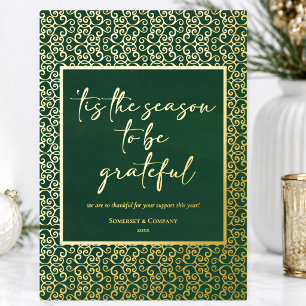 Green Festive Corporate Holiday Gold Foil Card