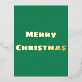 Green Festive Merry Christmas Foil Holiday Postcard