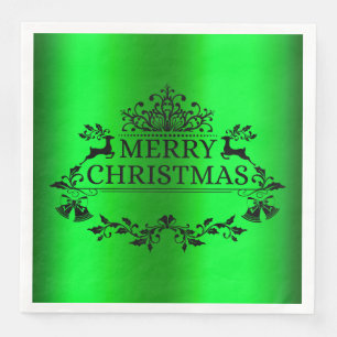 Green Festive Merry Christmas Paper Napkin