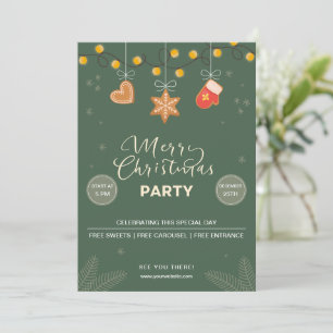 Green Festive Merry Christmas Party Invitation