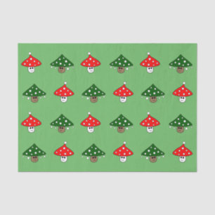 Green Festive Mushrooms Tissue Paper