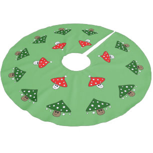 Green Festive Mushrooms Tree Skirt