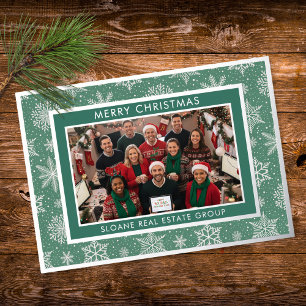 Green Festive Snowflakes Merry Christmas Photo