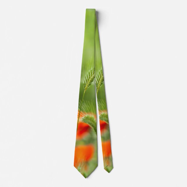 Green field grass with red poppies as background tie (Front)