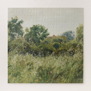 Green Field Large Vintage Oil Jigsaw Puzzle