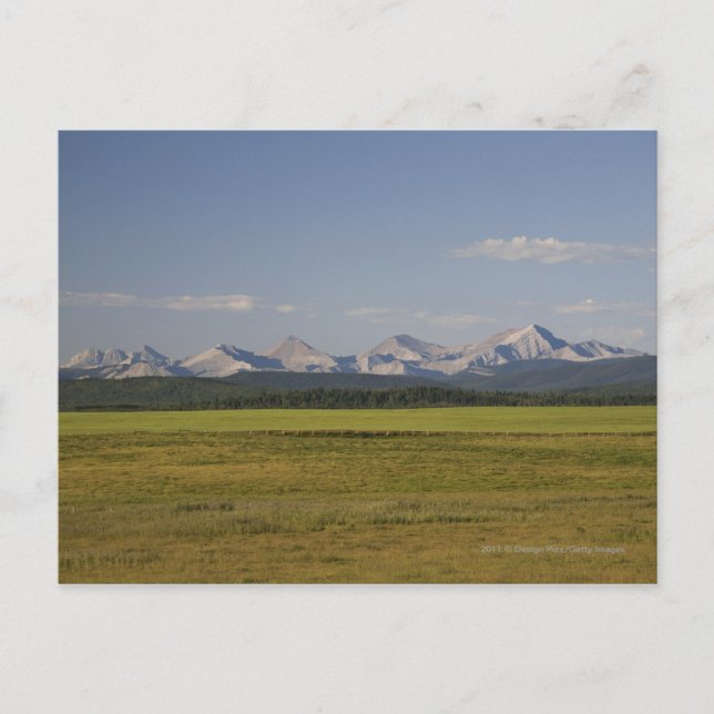 Green Fields And Rolling Hills With Mountains Postcard (Front)