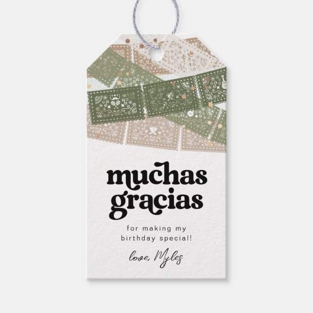 Green Fiesta Birthday Favour Tags (Front)