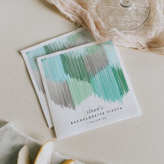 Green Fiesta Modern Fringe Bachelorette Party Napkin (Green Modern Fringe fiesta paper party napkins.)