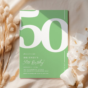 Green Fifty 50th Birthday Party Invitation