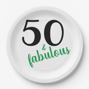 Green Fifty and Fabulous Birthday Party Paper Plate