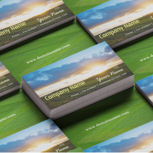 Green Filed Blue Sky White Cloud Nature Farm Business Card