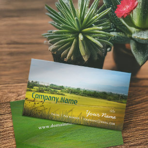 Green Filed Blue Sky White Cloud Nature Farm Business Card
