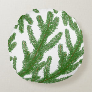 Green fir tree branches  round cushion