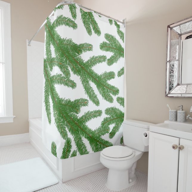 Green fir tree branches   shower curtain (In Situ)