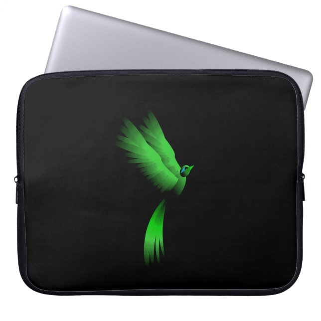 Green Fire Bird Laptop Sleeve (Front)
