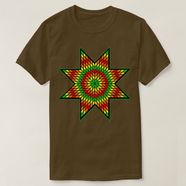 Green Fire Colour Native American StarQuilt Design T-Shirt (Design Front)