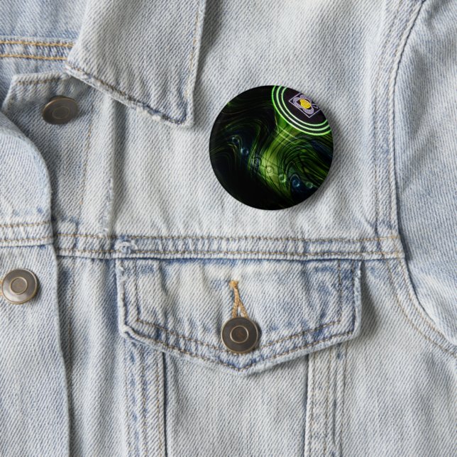Green Fire Lawn Bowl, 6 cm Round Badge (In Situ)