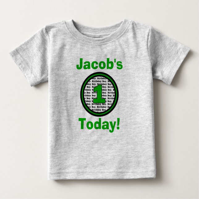 Green First Birthday Boy Shirt (Front)