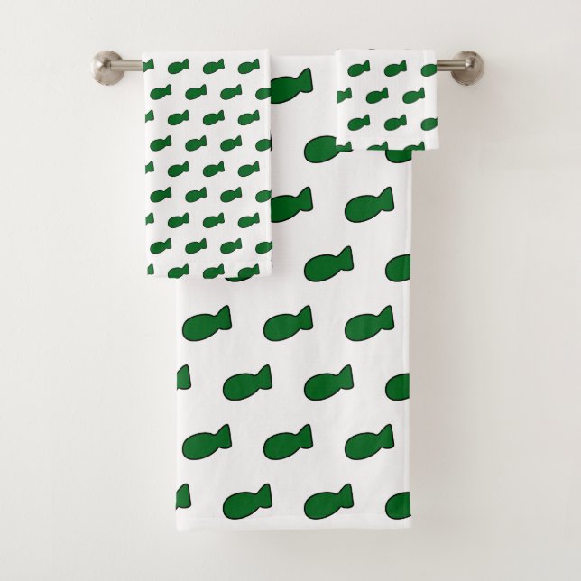 Green Fish Bath Towel Set (Insitu)