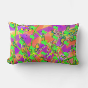 Green Fish Pattern Lumbar Cushion