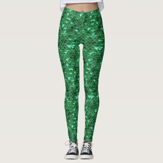 Green Fish Scale Mermaid Leggings Ariel Inspired