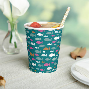 Green Fish Shoal Paper Cups