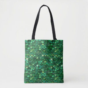 Green flake print tote bag