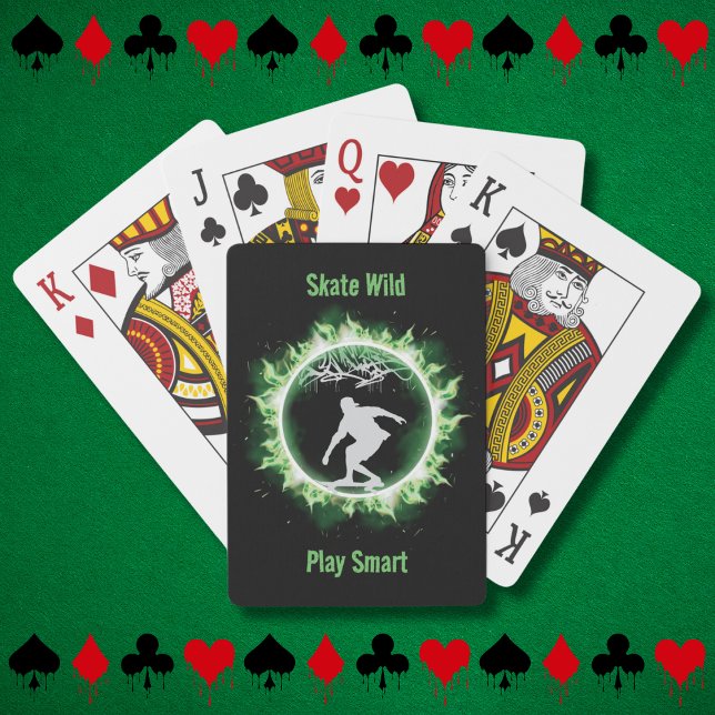 Green Flames Skater Playing Card Deck (Green Flames Skater Playing Card Deck)