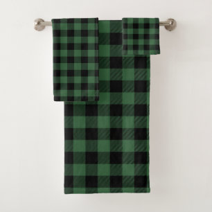 Green Flannel Lumberjack Buffalo Plaid Man Pattern Bath Towel Set