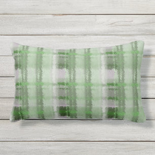 Green Flannel Shirt Plaid Outdoor Lumbar Pillow