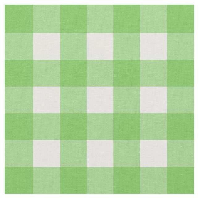 Green Flash & White Gingham Check Fabric (Close Up)