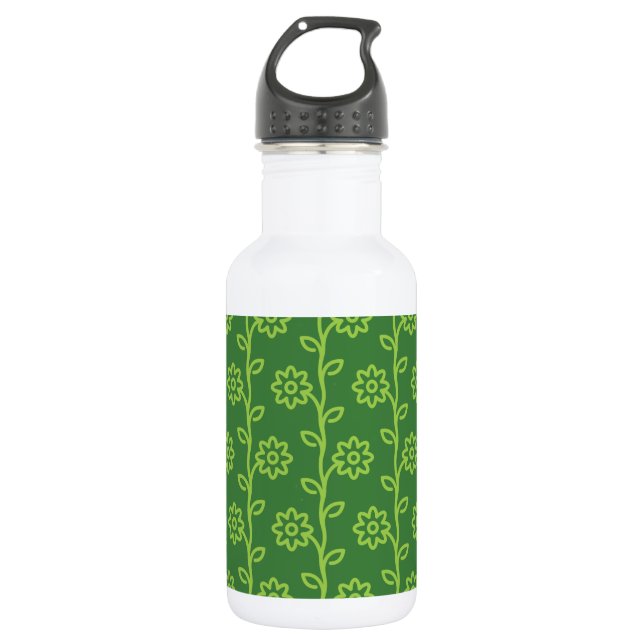 Green Flat Flower Garden Pattern 532 Ml Water Bottle (Front)