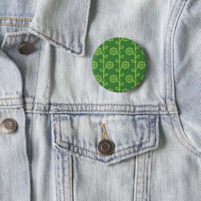 Green Flat Flower Garden Pattern 6 Cm Round Badge (In Situ)