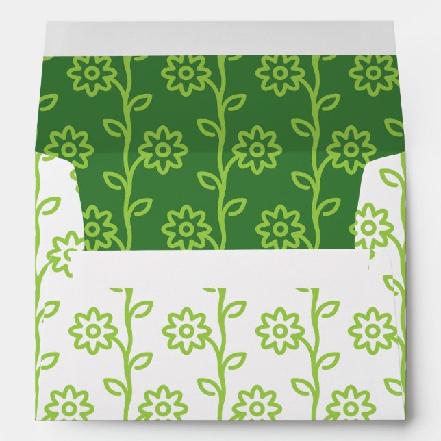Green Flat Flower Garden Pattern Envelope (Back (Bottom))