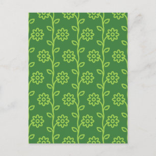 Green Flat Flower Garden Pattern Postcard