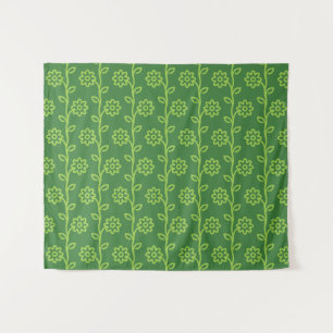 Green Flat Flower Garden Pattern Tapestry