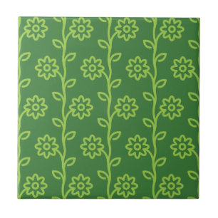 Green Flat Flower Garden Pattern Tile